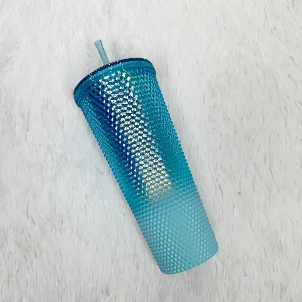 STARBUCKS / ombré teal glacier blue studded venti tumbler